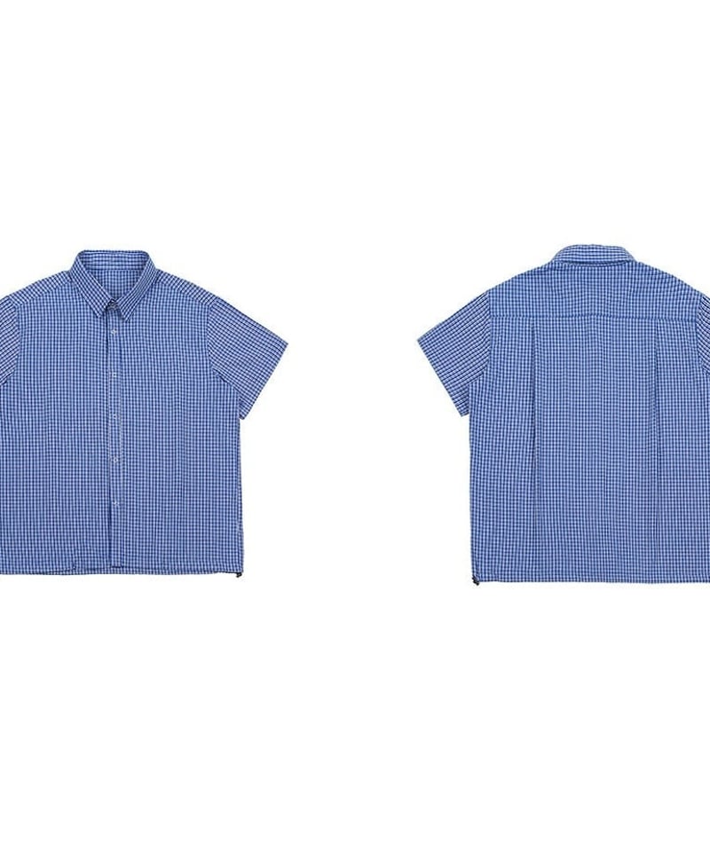 Box Silhouette Blue Check Wide Shirt | keels