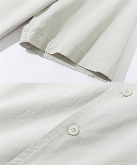 Embroidered Open Collar Relaxed Shirt  / 2color