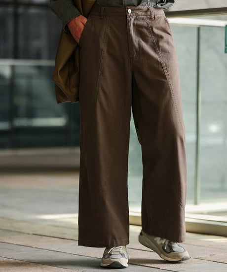 Diagonal Stitch Wide Straight Pants