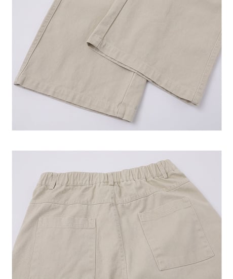 Accent Button Wide Straight Easy Pants  / 2color