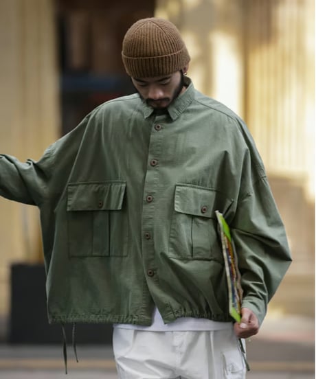 Military-Style Wide-Cut Jacket / 2color