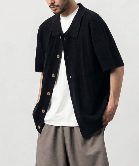 Cable Knit Shirt Cardigan / 2colors
