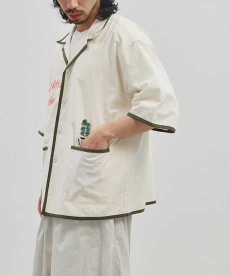 Open Collar Summer Embroidered Loose Silhouette Shirt