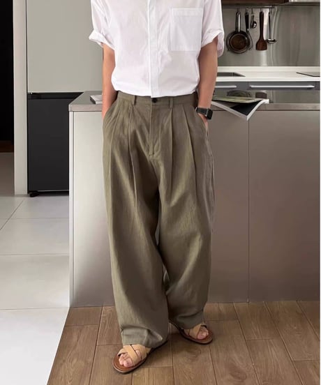 Relaxed-Fit Linen Wide Pants / 4color