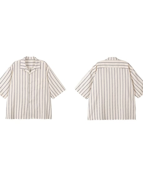 Arrow Stripe Open Collar Wide Shirt