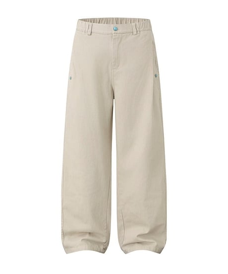Accent Button Wide Straight Easy Pants  / 2color