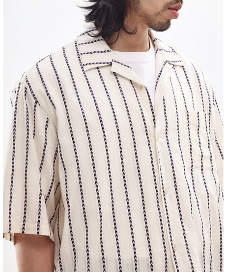 Arrow Stripe Open Collar Wide Shirt