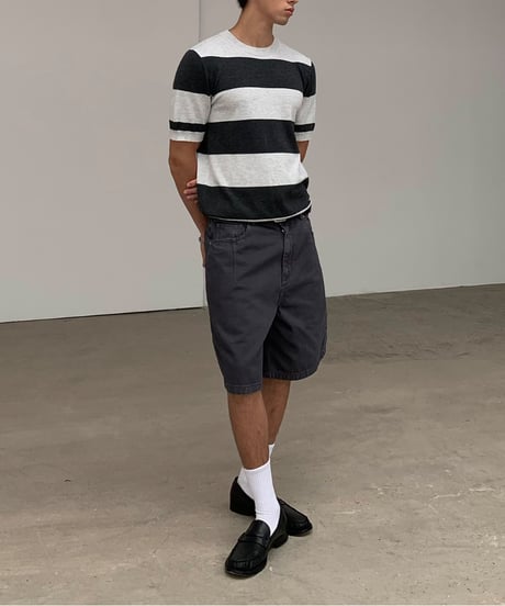 Striped Knit Short Sleeve T-Shirt / 2color