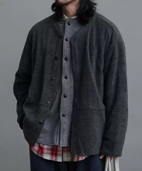 Stand Collar Fleece Button-Up Jacket