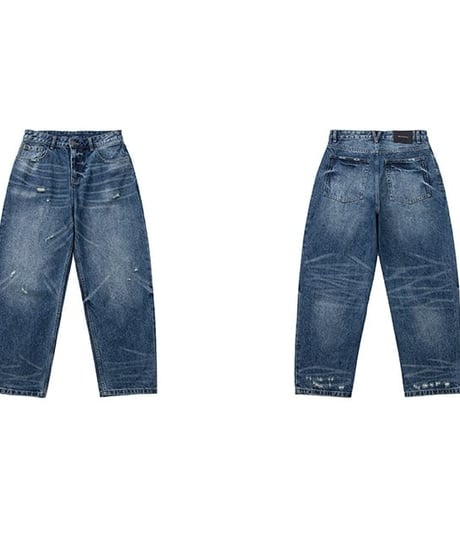 Wide Form Damage Denim Pants