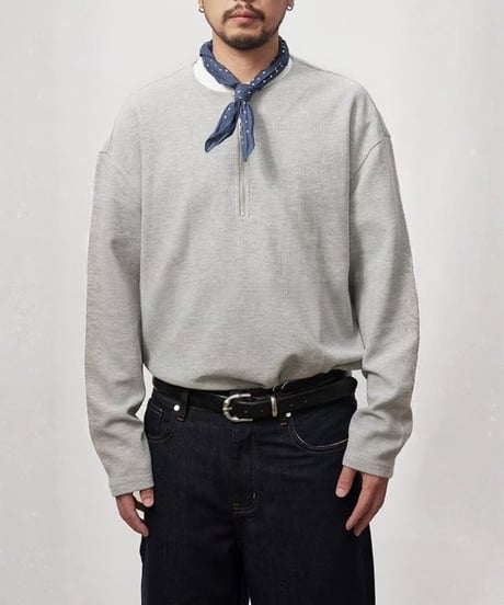 Half-Zip Waffle Long-Sleeve T-Shirt