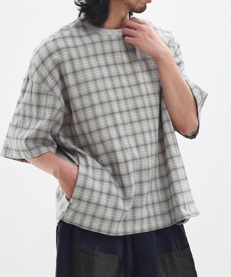 Seersucker Check Loose Fit T-Shirt / 3color