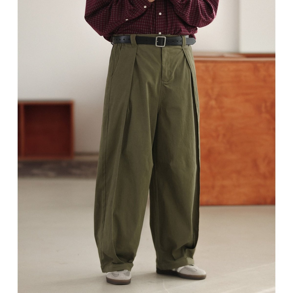 Wide Straight Tuck Pants ［keels］ Long Tuck Wide Easy Pants / 2colors | keels