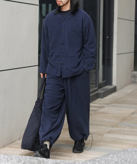Stand Collar Fleece Button-Up Jacket