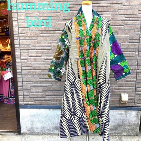 アフリカンバティック　ガウン　AfricanBatic　dress　wornover　a　KIMONO  のコピー
