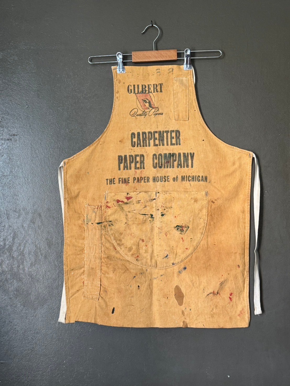 50~60s mustard yellow damagecd work apron | Cheeky