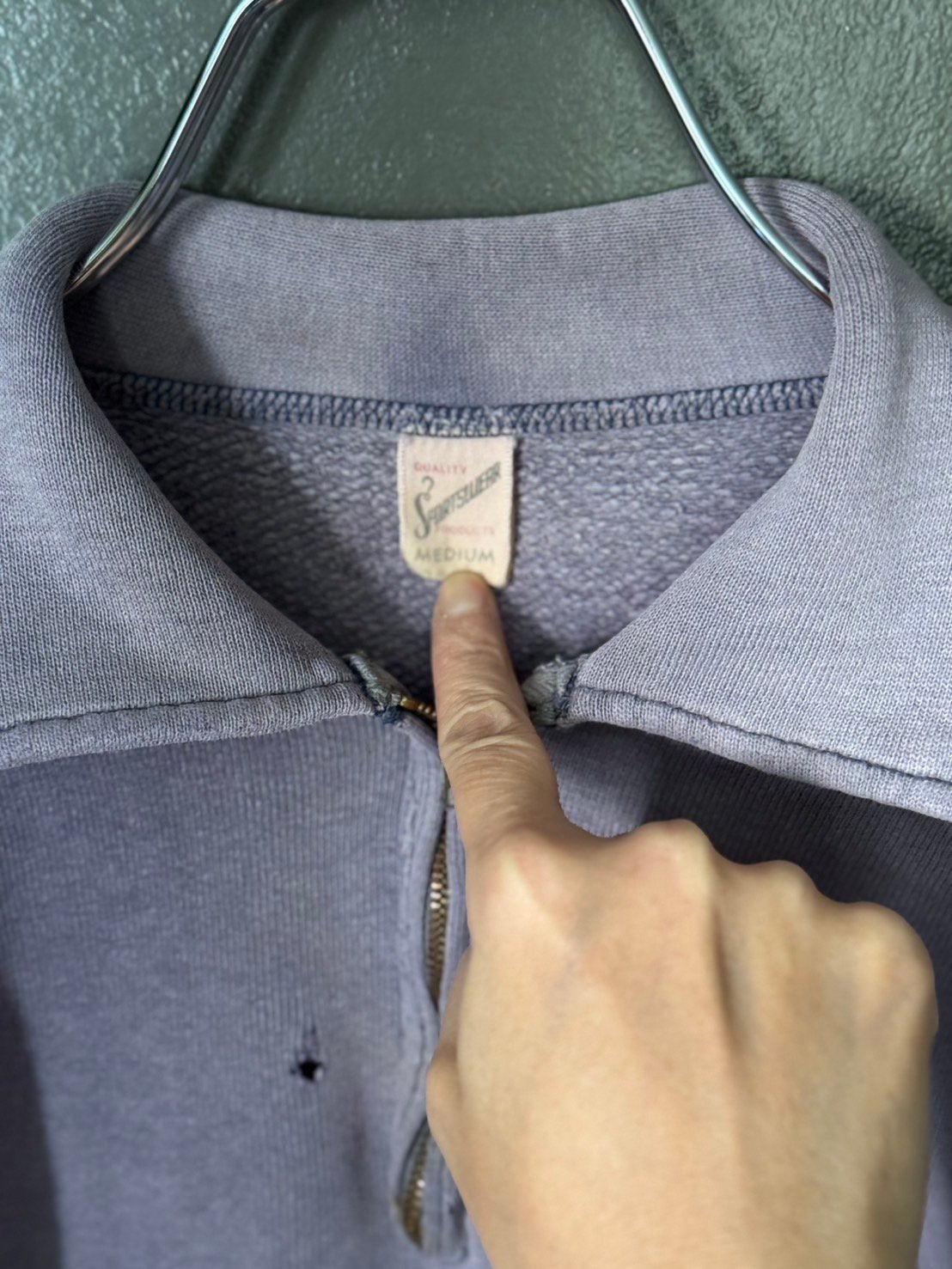 半袖ハーフジップスエット　50-60s　BEST ZIP USA製 片爪　なす紺 50~60s made in usa 1/4zip eggplant navy bule da