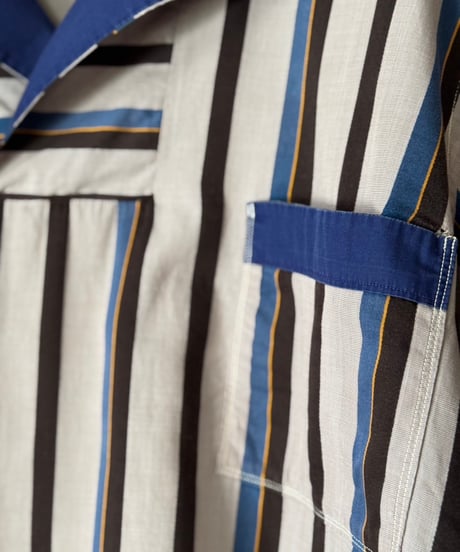 60~70's shawl collar stripes shirt