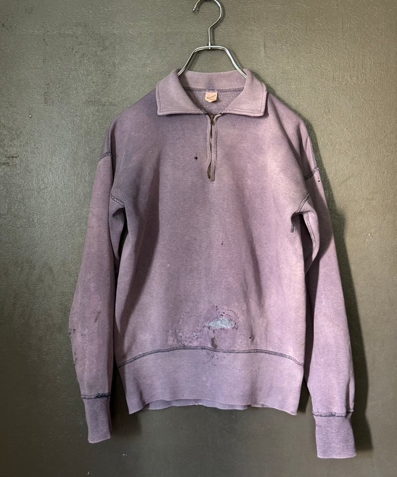 50~60s made in usa 1/4zip eggplant navy bule da