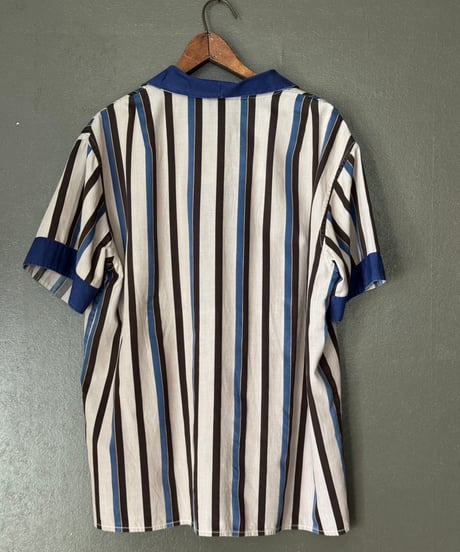 60~70's shawl collar stripes shirt