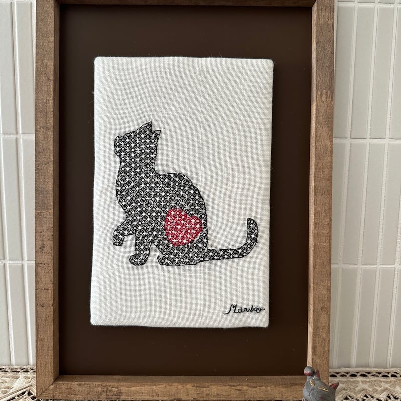ミニ額《猫》（刺繍） | Atelier Petit Ange
