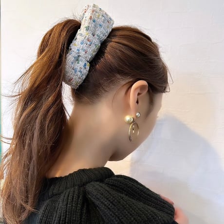 tweed ✖︎ white  バナナクリップ