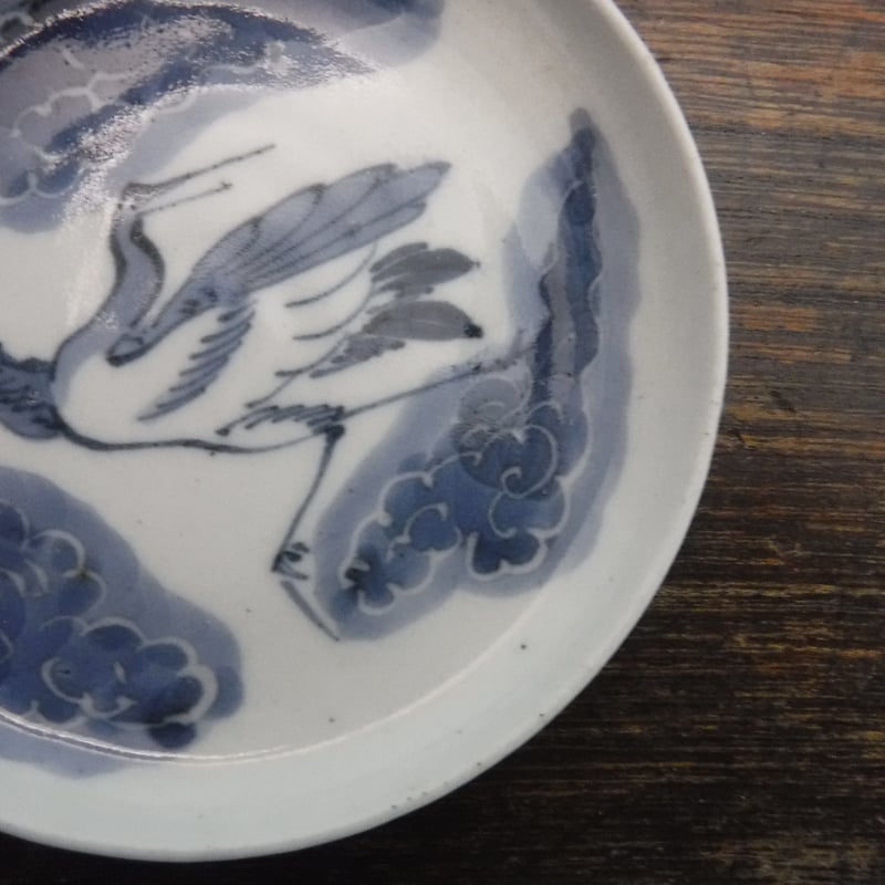 古伊万里 染付 雲鶴文豆皿B 江戸後期～幕末期 | 暮しの染付舎