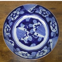 古伊万里 染付 巻物草木文八角鉢A 江戸後期（銀継） | 暮しの染付舎