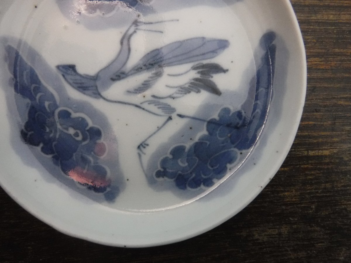古伊万里 染付 雲鶴文豆皿A 江戸後期～幕末期 | 暮しの染付舎