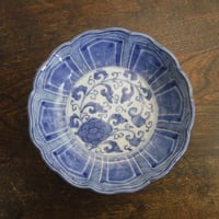 伊万里　染付　花唐草文　なます皿B　明治初期