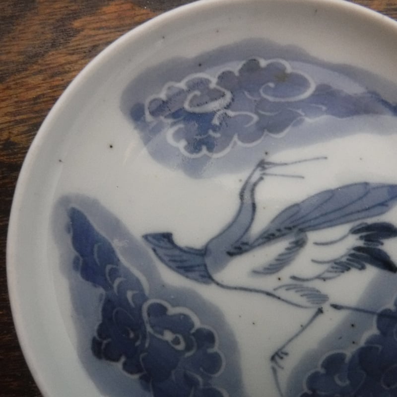 古伊万里 染付 雲鶴文豆皿A 江戸後期～幕末期 | 暮しの染付舎