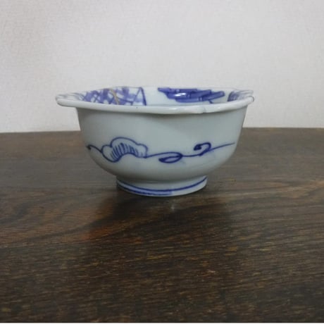 伊万里　染付　山水・賢人文小鉢E　大正～昭和初期（金継）
