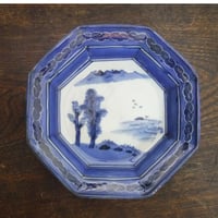 伊万里　山水文　八角皿　明治初期A