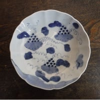 古伊万里　染付　葡萄文なます皿A　江戸幕末期