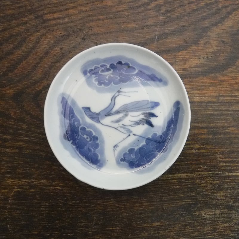 古伊万里 染付 雲鶴文豆皿A 江戸後期～幕末期 | 暮しの染付舎