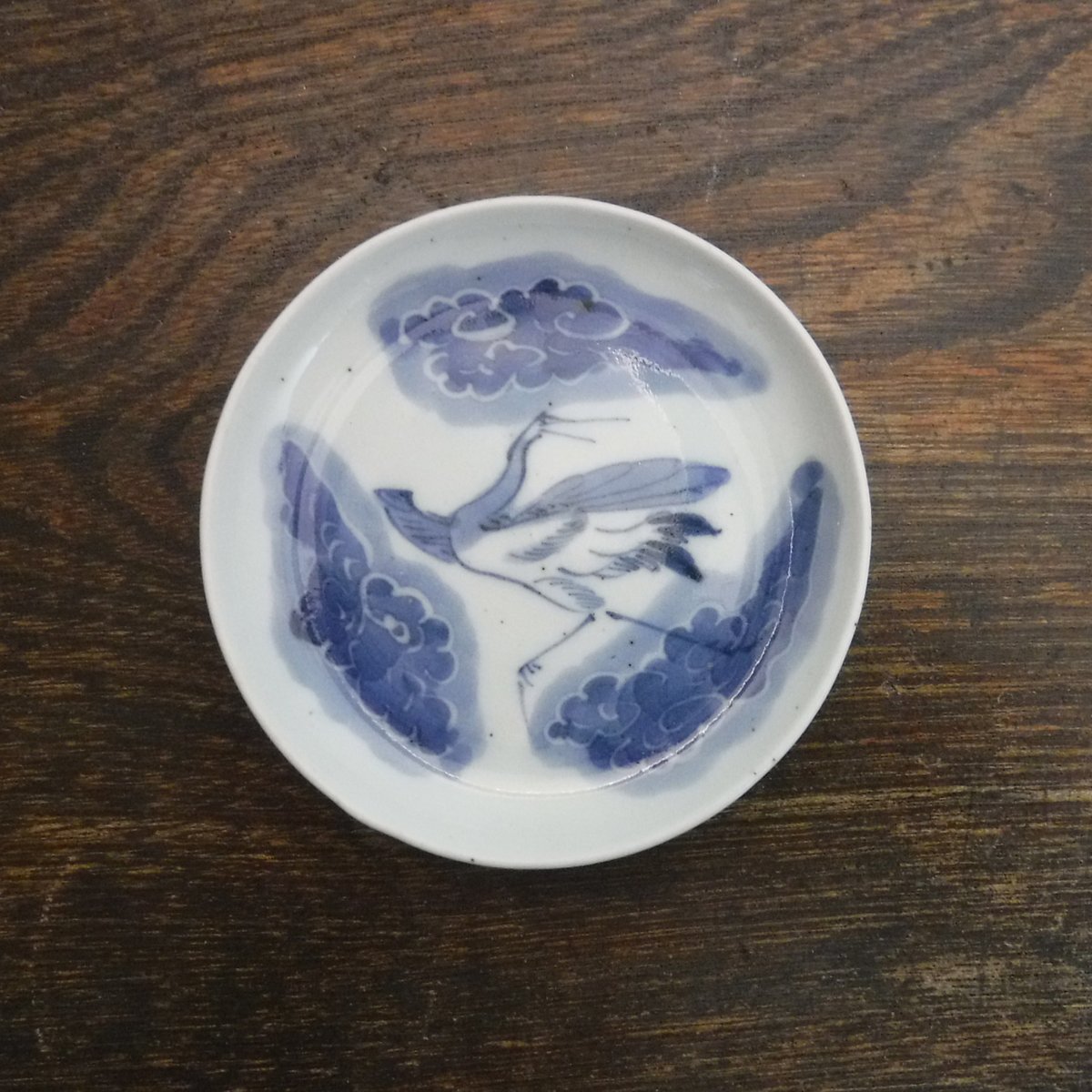 古伊万里 染付 雲鶴文豆皿A 江戸後期～幕末期 | 暮しの染付舎
