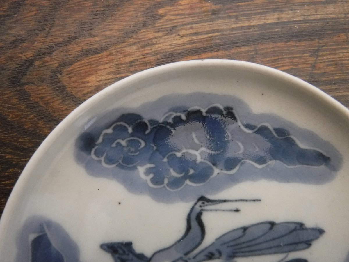 古伊万里 染付 雲鶴文豆皿B 江戸後期～幕末期 | 暮しの染付舎