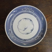古伊万里　染付　墨弾き花文　中皿A　江戸後期(甘手)