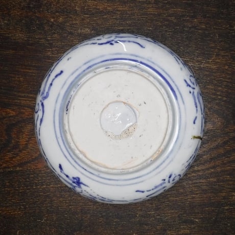 伊万里 五寸印判手 草花文中皿(金継ありA)