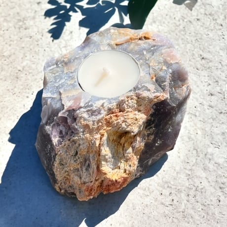 purple chalcedony candle holder