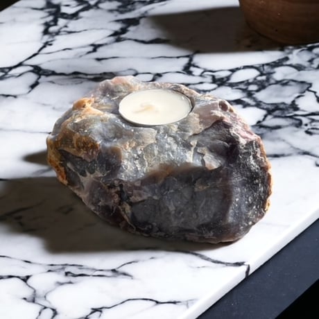 purple chalcedony candle holder