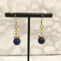 ラピスラズリ・水晶　ピアス　ステンレス