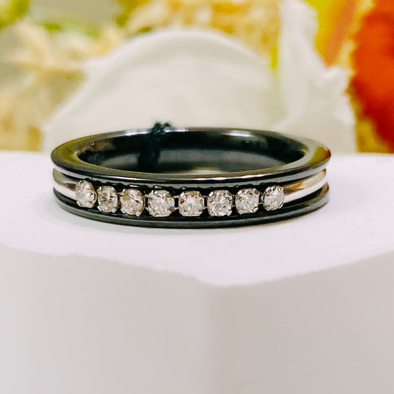 A001709 PT900リング ダイヤ0.10ct #13 黒 セラミック | Naotto A001709 PT900リング ダイヤ0.10ct #13 黒 セラミック | Naotto