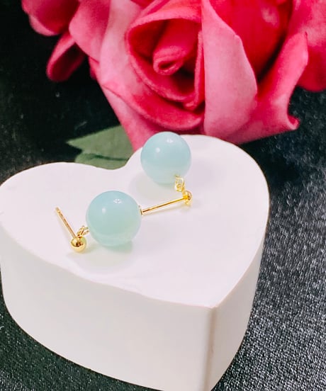 5750 K18YG  ラリマー8ミリ玉ピアス