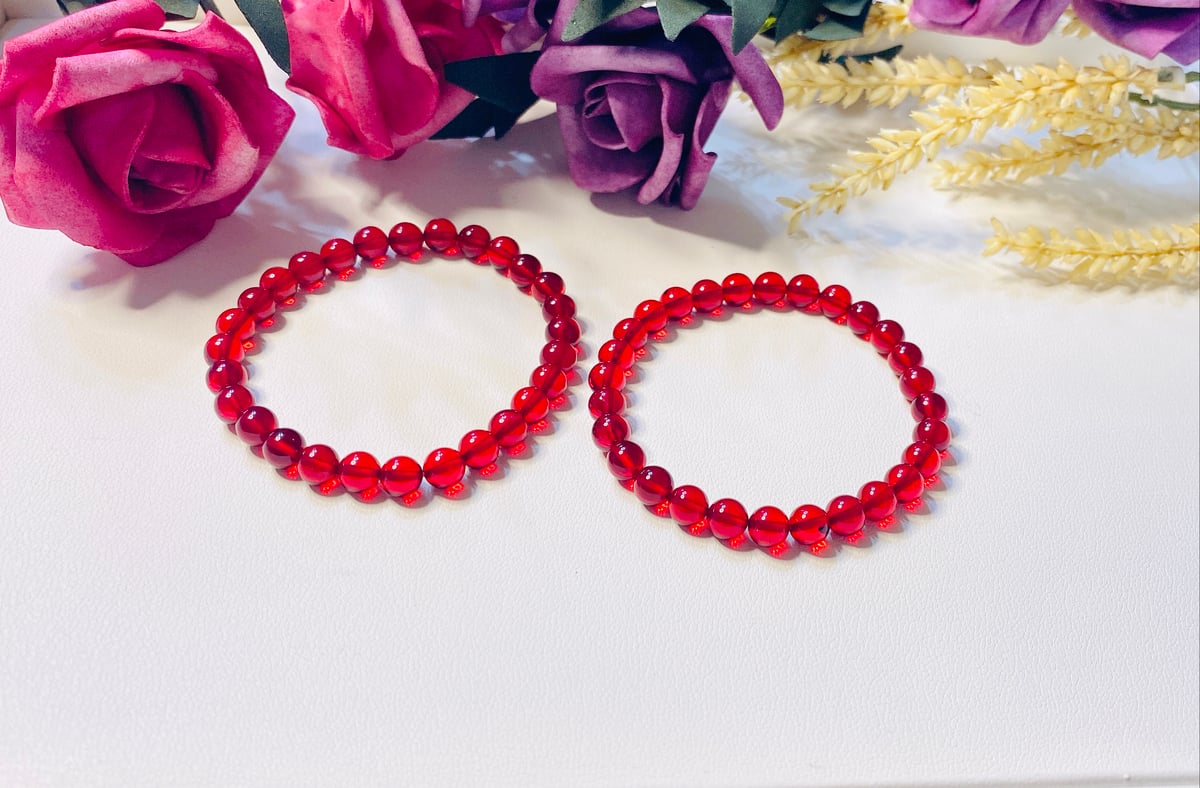 宝石質❣️美しい透明レッド♡5.7-5.9mmカッティングルビーブレスレット 宝石質❣️美しい透明レッド♡5.7-5.9mmカッティングルビー