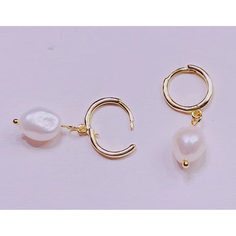 1237 S925淡水パールフープピアス