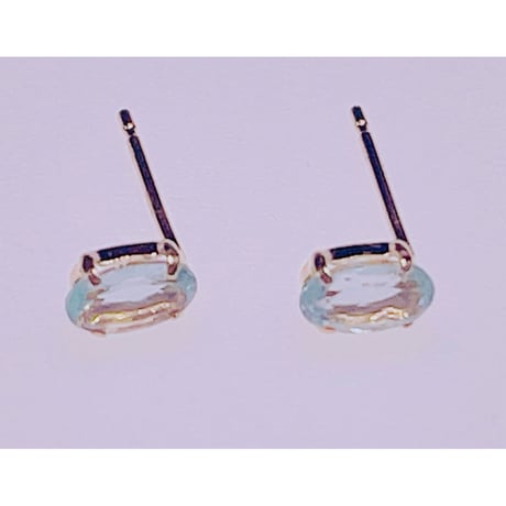 1438  天然パライバアパタイトピアス　K18YG 3X5 0.4ct