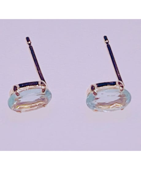 1438  天然パライバアパタイトピアス　K18YG 3X5 0.4ct