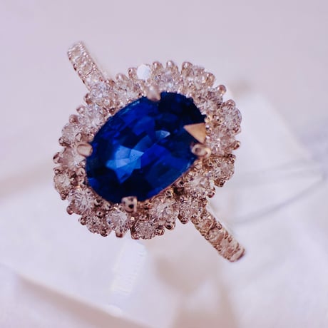 RIE様 JJFT 30776 PT950 ロイヤルブルーサファイア0.560ct/D0.310ct リング