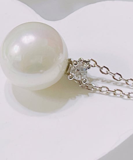 ご褒美 5866 S925 貝パールトップ付きネックレス